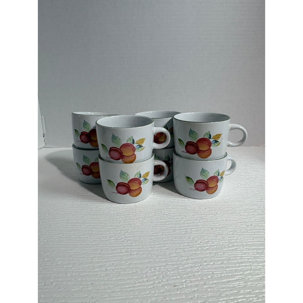 Newcor Garden Fresh Stoneware Mugs Set of 8 Fruit 4029 Vintage 1992 S0146